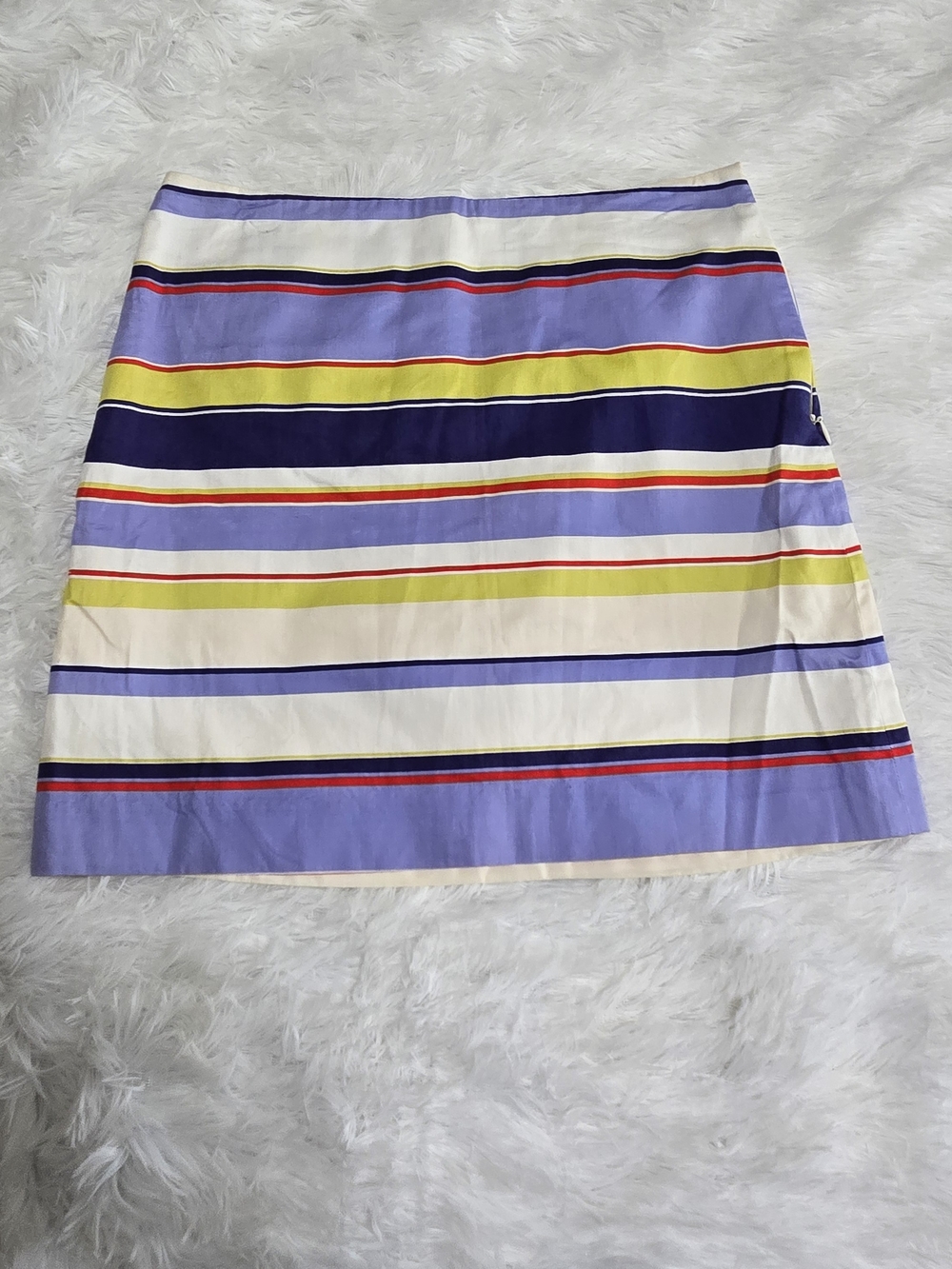 LOFT Striped A-Line Mini Skirt in Lavender, Yellow, Navy and Cream